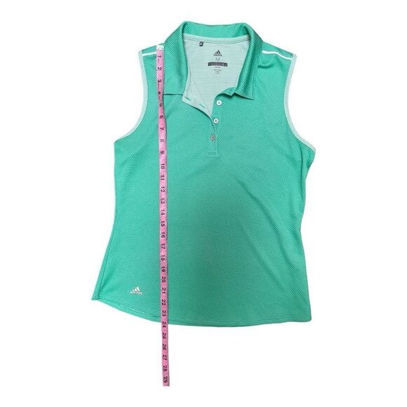 ADIDAS Golf Polo Shirt Size M Sleevesless Stretch Green Tank Top - Picture 5 of 8
